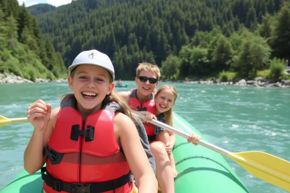 Ein Bild von einer Familie beim Rafting im Allgäu