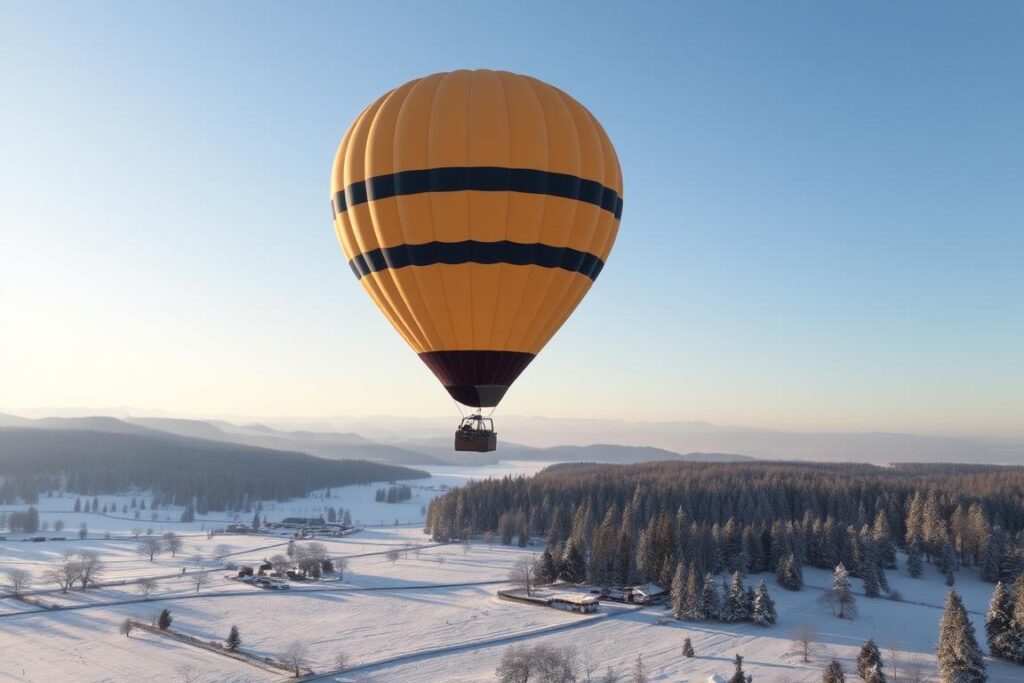 Bild einer Ballonfahrt über das verschneite Allgäu Bild einer Ballonfahrt über das verschneite Allgäu