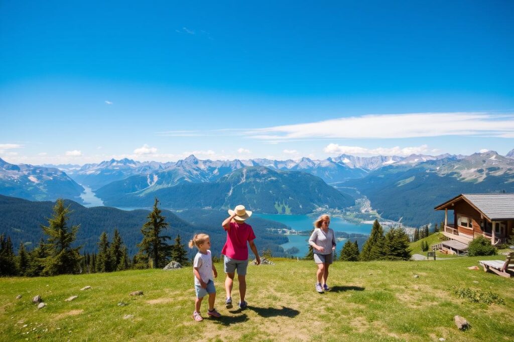 Ein Bild der Alpsee Bergwelt mit Familien und verschiedenen Attraktionen