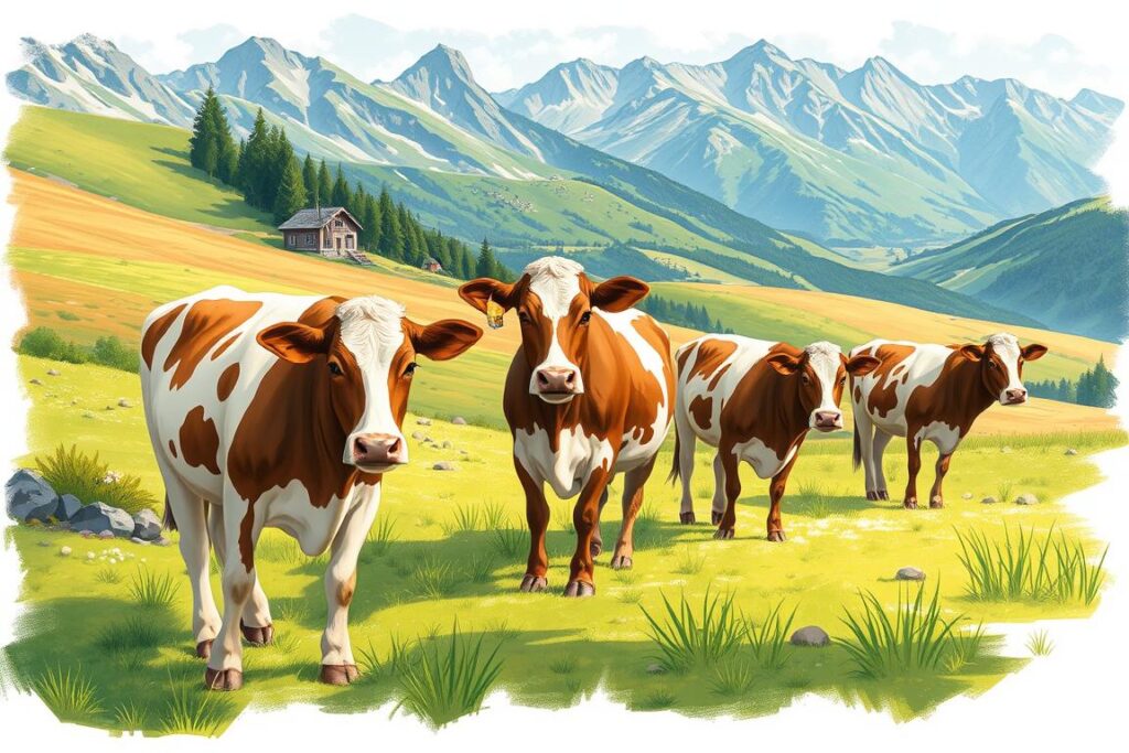 Ein Bild von Kühen, die von der Alm zurückkehren Ein Bild von Kühen, die von der Alm zurückkehren