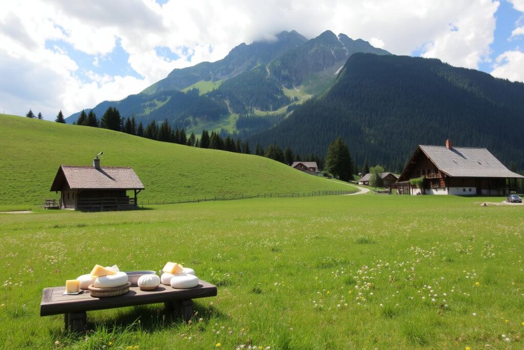Eine Alm im Allgäu, auf der ein Käsekurs stattfindet.